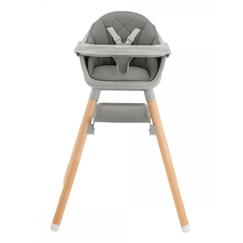 Kikkaboo Woody 2-in-1 Wooden Feeding High Chair Grey Age-6 Months & Above
