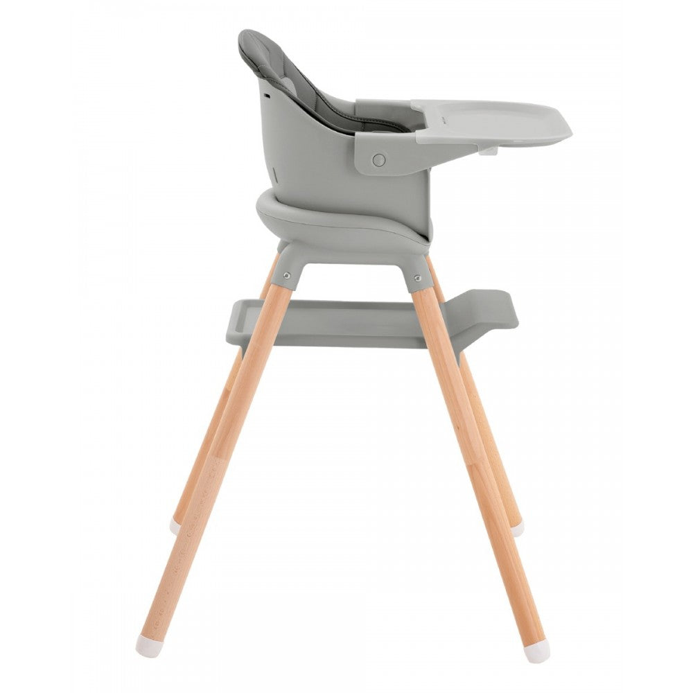 Kikkaboo Woody 2-in-1 Wooden Feeding High Chair Grey Age-6 Months & Above