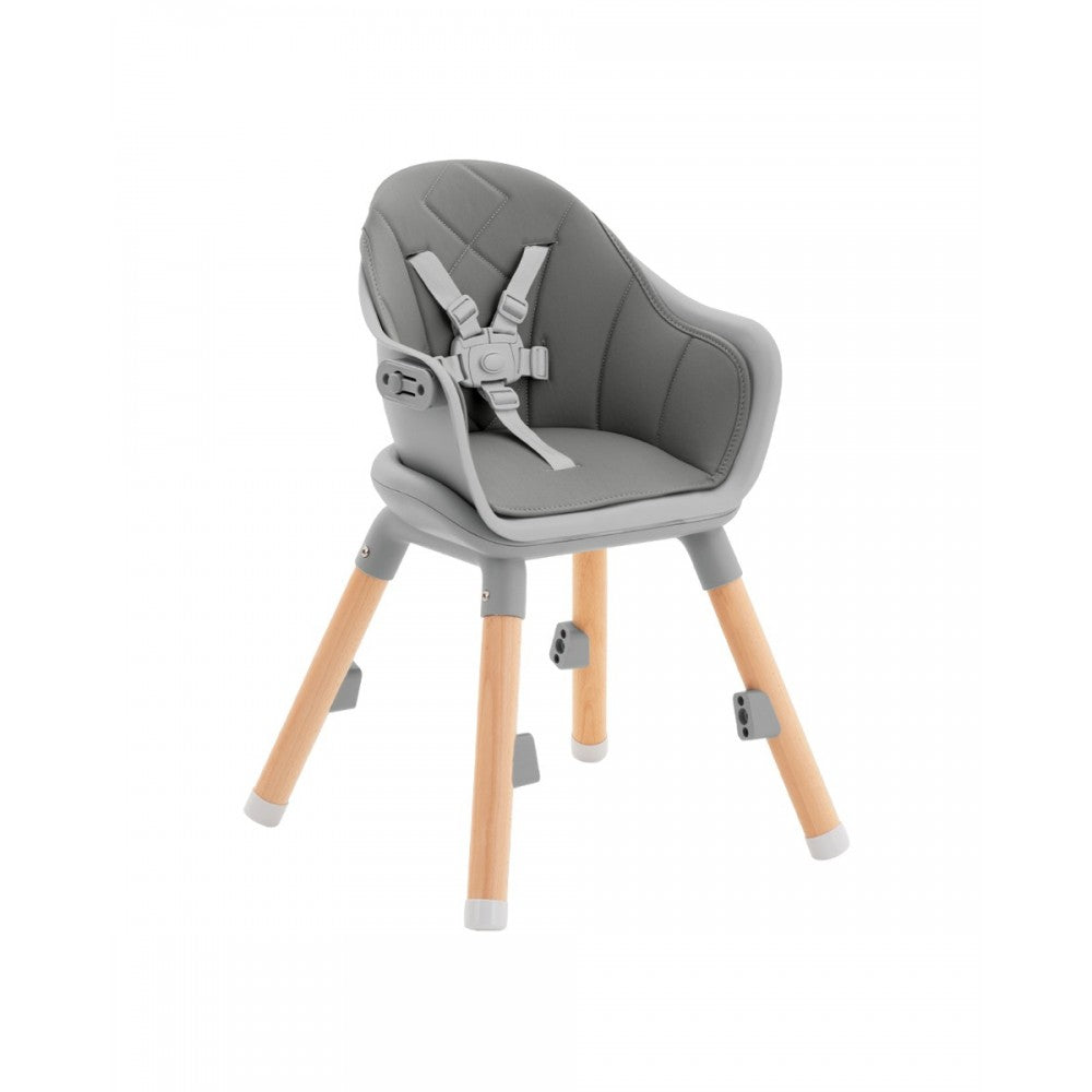 Kikkaboo Woody 2-in-1 Wooden Feeding High Chair Grey Age-6 Months & Above