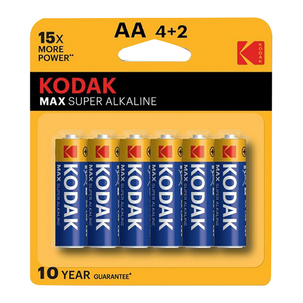 Kodak Max Super Alkaline AA Battery Pack of 6