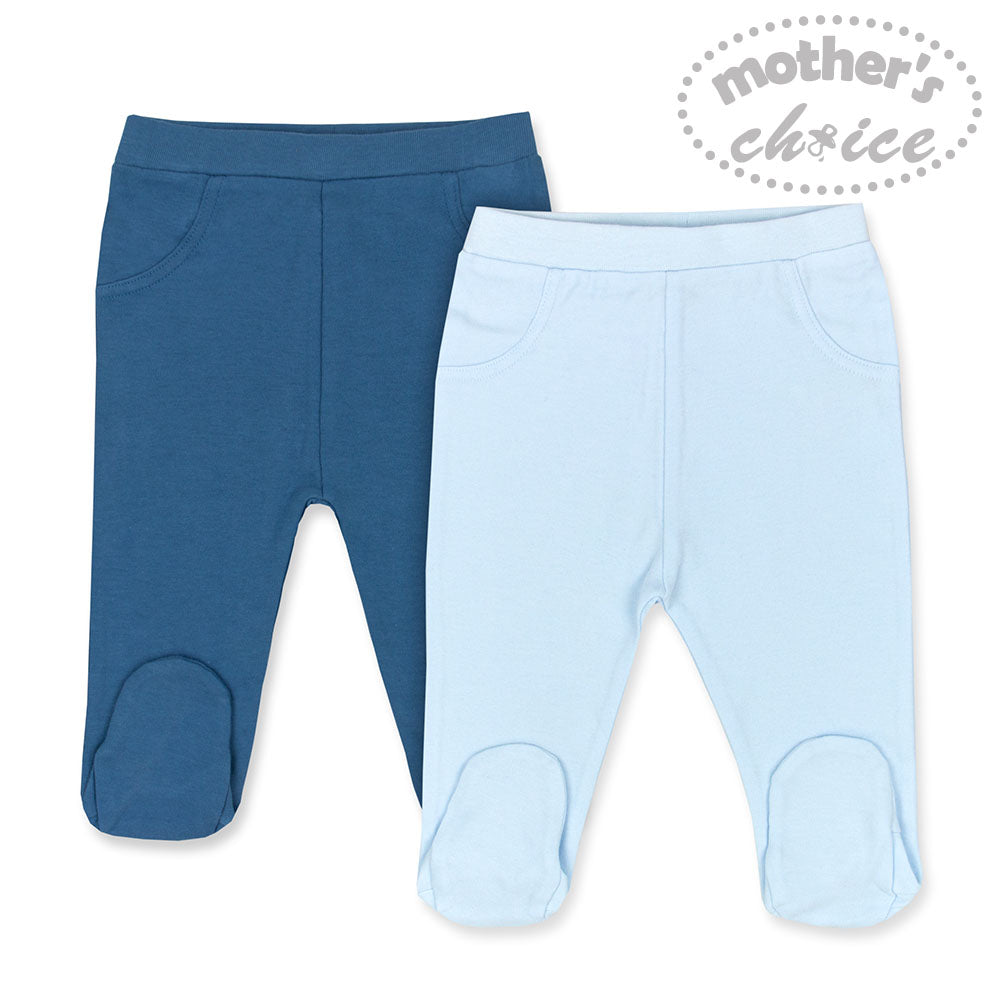 Luna & Lily Baby Footed Leggings Pack of 2 Sky Blue/Navy Blue IT2751