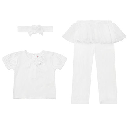 Luna & Lily Baby Girls 3-Piece Set of Top, Trousers and Headband White  IT5753