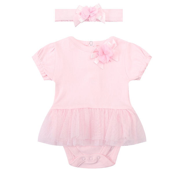 Luna & Lily Infant Girls Dress Bodysuit with Headband Pink IT5747