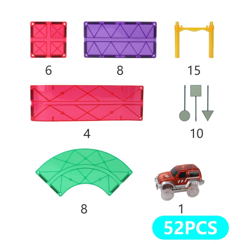 Pibi MNTL 52 Pieces Magnetic Car Track Toy Set Age- 3 Years & Above