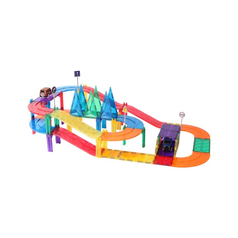 Pibi MNTL 52 Pieces Magnetic Car Track Toy Set Age- 3 Years & Above