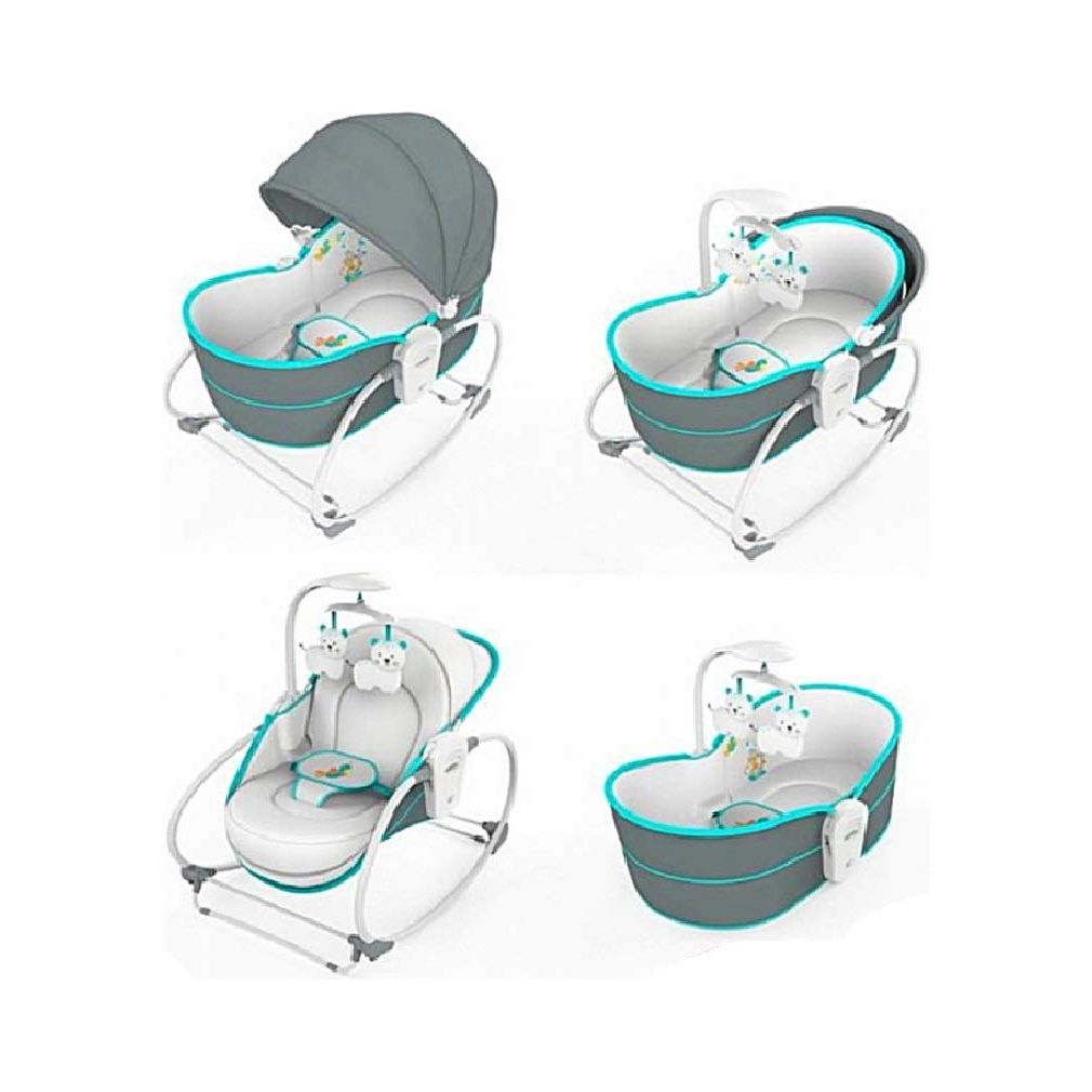 Mastela 5-in-1 Rocker &Napper Bounce Bassinet 6037  Grey with Teal Age- Newborn & Above