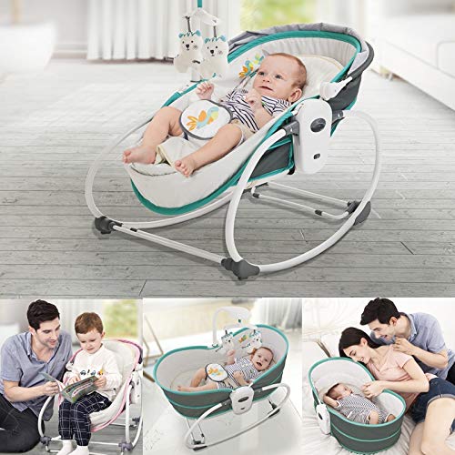 Mastela 5-in-1 Rocker &Napper Bounce Bassinet 6037  Grey with Teal Age- Newborn & Above
