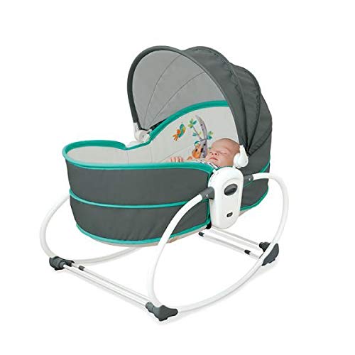 Mastela 5-in-1 Rocker &Napper Bounce Bassinet 6037  Grey with Teal Age- Newborn & Above