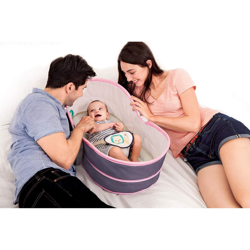 Mastela 5-in-1 Rocker & Napper Bounce Bassinet Grey with Pink 6033 Age- Newborn & Above