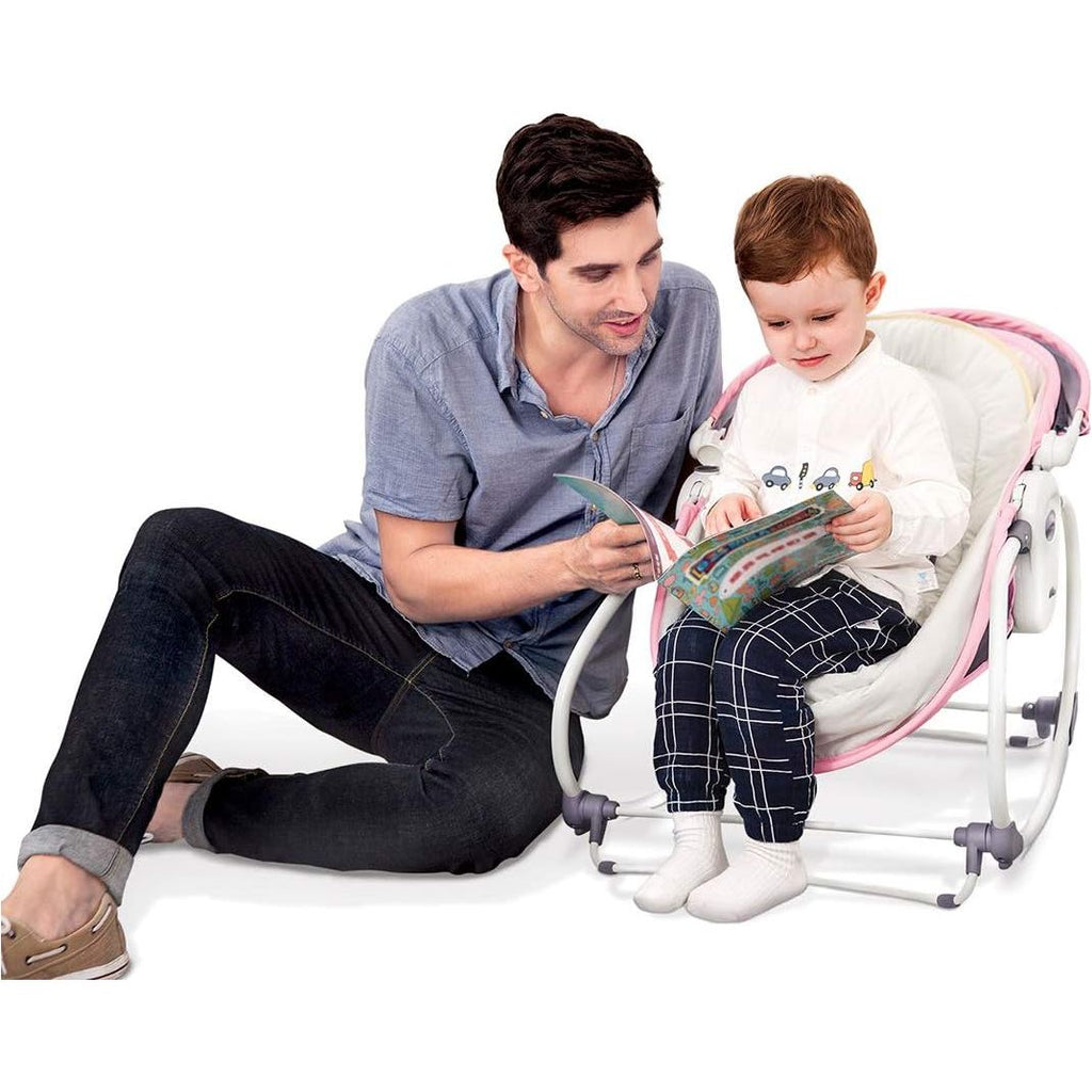 Mastela 5-in-1 Rocker & Napper Bounce Bassinet Grey with Pink 6033 Age- Newborn & Above