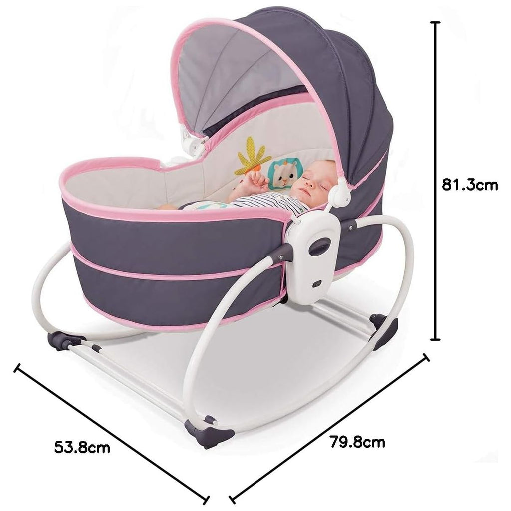Mastela 5-in-1 Rocker & Napper Bounce Bassinet Grey with Pink 6033 Age- Newborn & Above