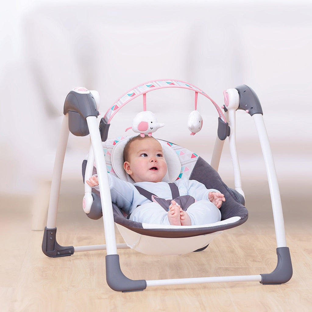 Mastela Baby Deluxe Portable Swing Chair Pink & Grey 6504 Age- Newborn to 24 Months (Holds upto 11 Kgs)