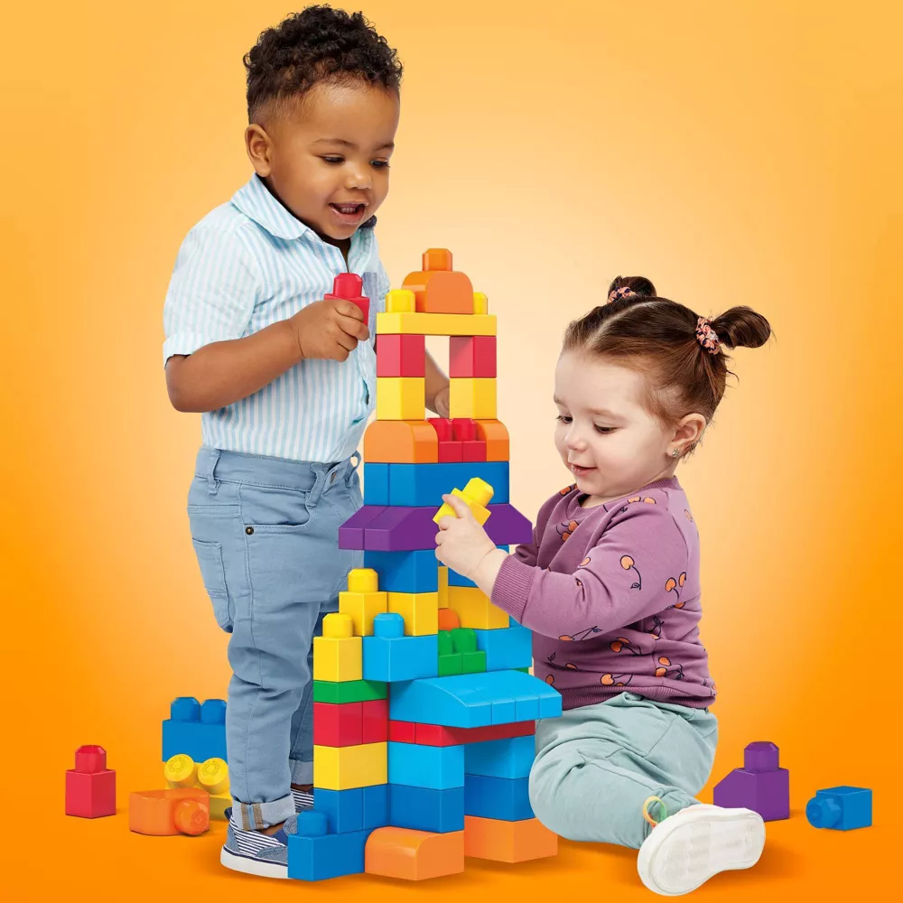 Mega Bloks First Builders Big Building Bag Classic 80 Pieces Multicolor Age- 12 Months to 5 Years