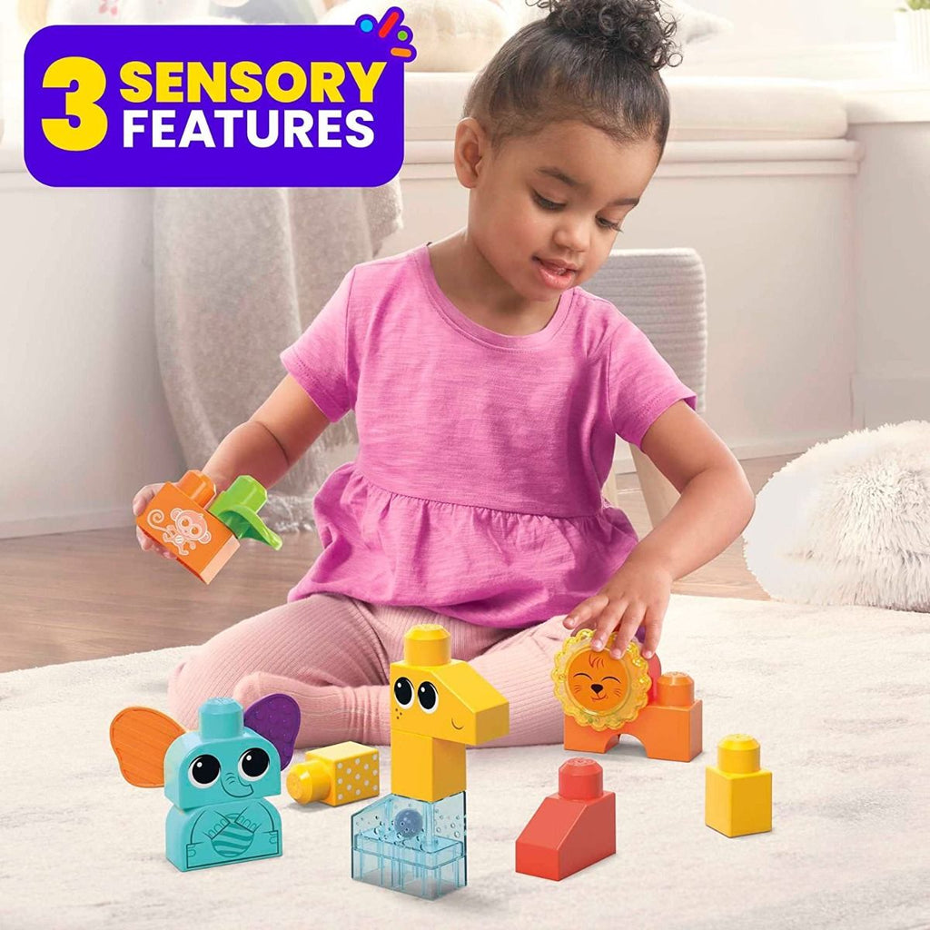 Mega Bloks Sensory Rock 'N Rattle Safari Blocks Set Multicolor Age- 3 Years & Above