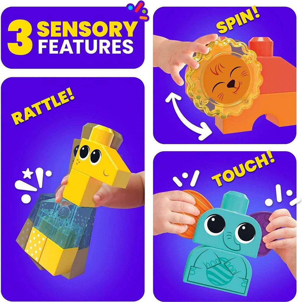 Mega Bloks Sensory Rock 'N Rattle Safari Blocks Set Multicolor Age- 3 Years & Above
