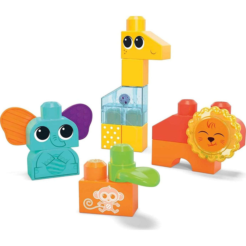 Mega Bloks Sensory Rock 'N Rattle Safari Blocks Set Multicolor Age- 3 Years & Above