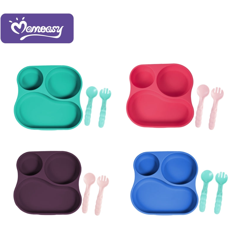 Momeasy Kids Silicone Dining Plate Set of 3 45362 Age- 6 Months & Above
