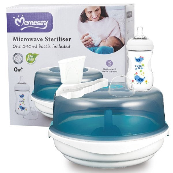 Momeasy Microwave Baby Bottle Steriliser with 24o Ml Feeding Bottle Age- Newborn & Above