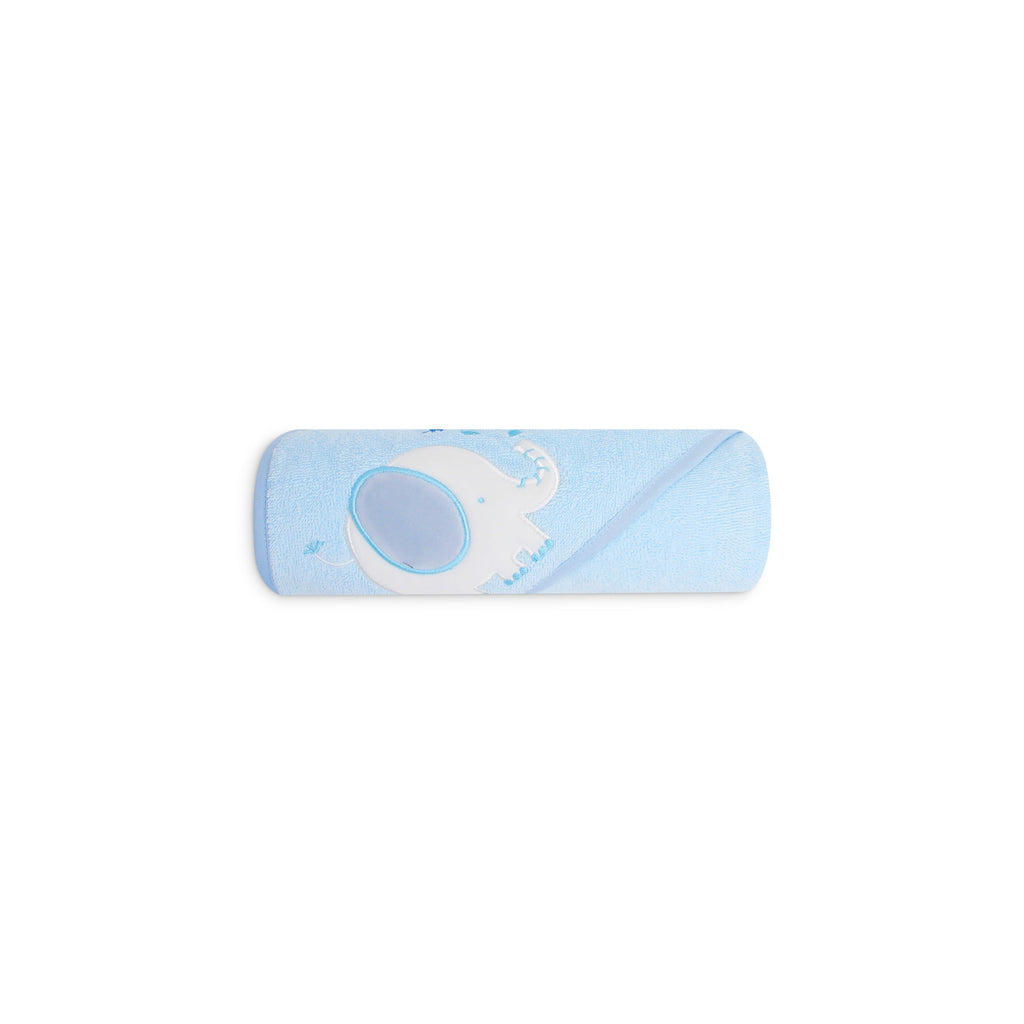 Mother's Choice Baby Elephant 100% Cotton Hooded Towel IT4387 Blue (75 x 75 cm) Age- Newborn & Above