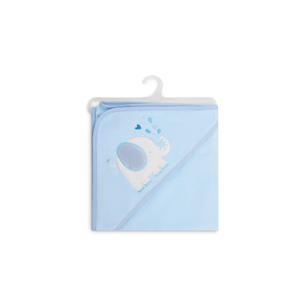 Mother's Choice Baby Elephant 100% Cotton Hooded Towel IT4387 Blue (75 x 75 cm) Age- Newborn & Above