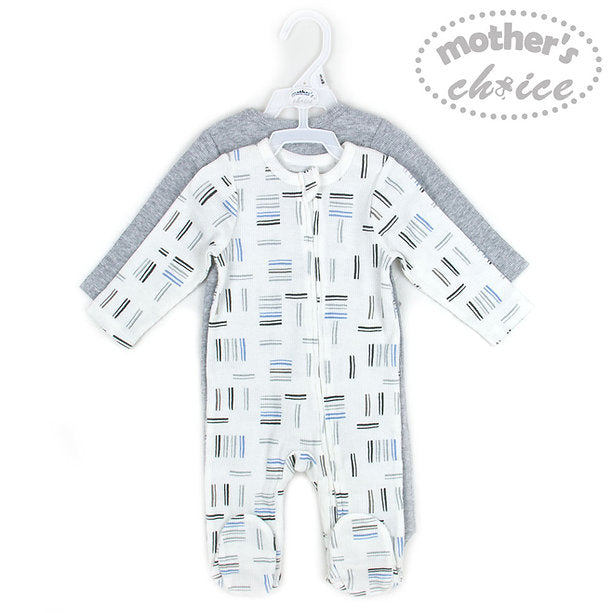 Motherschoice 2-Pack Baby Growers/ Sleepsuit Rompers Grey/White IT3575