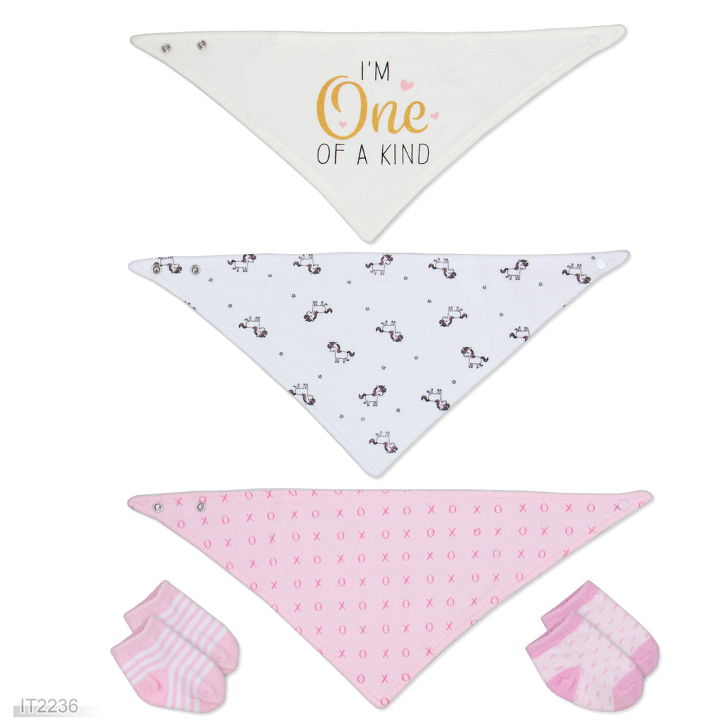 Motherschoice 5-piece Bibs & Sock Set Age- Newborn to 9 Months IT2236