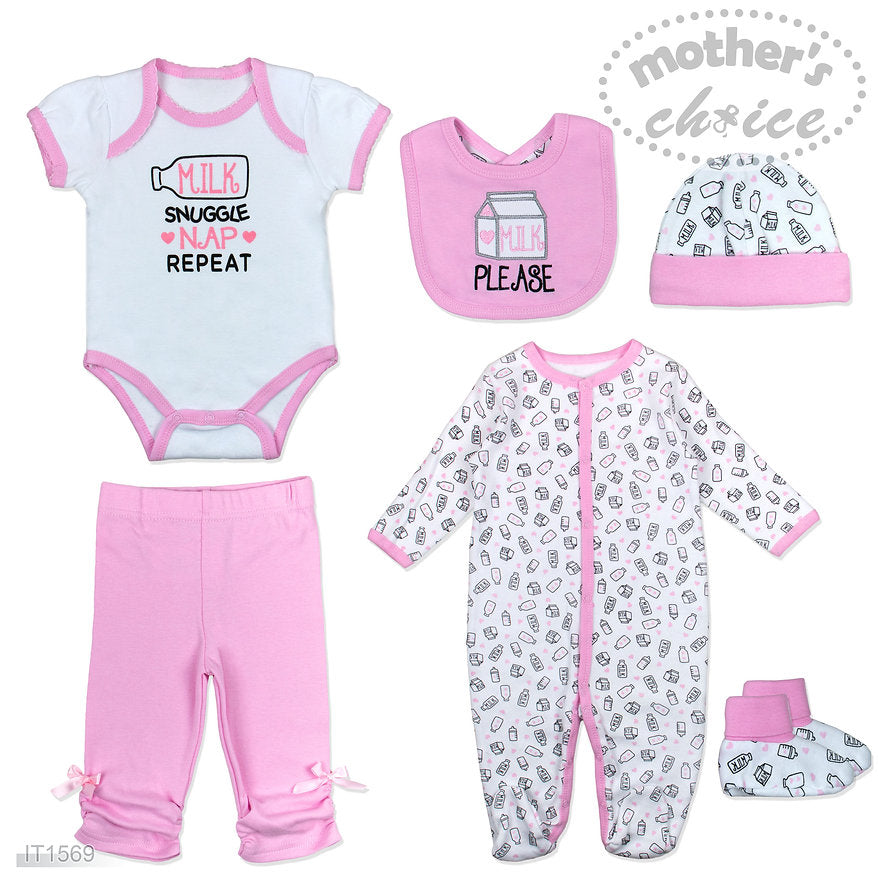 Motherschoice 6-Piece Starter Layette Set Pink/Grey IT1569