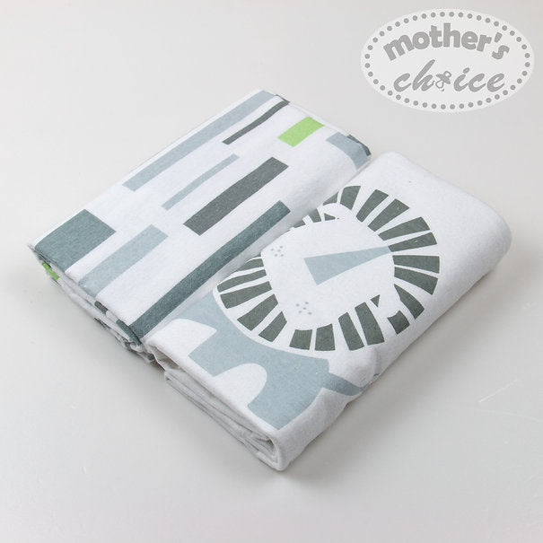 Motherschoice Baby 100% Cotton 2 Pack Flannel Swaddle Wraps White/Grey IT11415 Age- Newborn to 2 Years