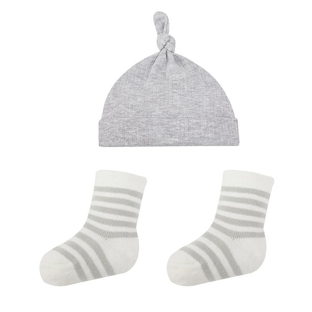 Motherschoice Baby 2- Piece Hat and Socks Set Grey IT4411 Age- Newborn to 12 Months