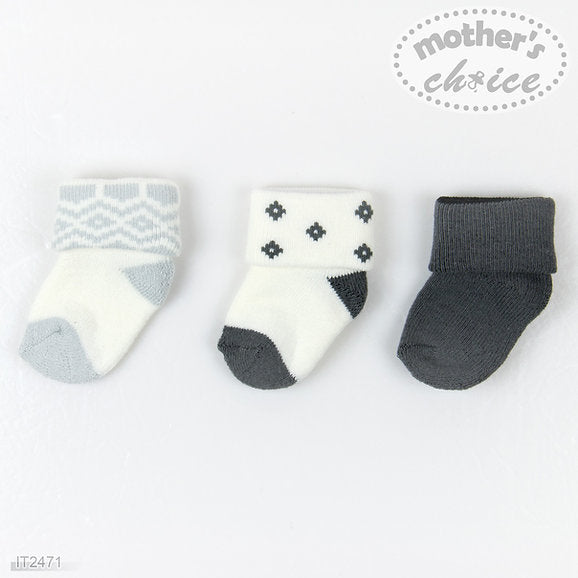 Motherschoice Baby 3-Pack Socks IT2471 White/Black Age- Newborn to 6 Months