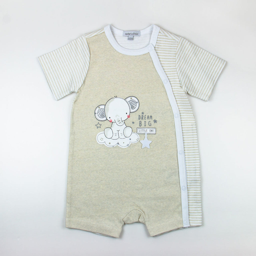 Motherschoice Baby Big Dream Elephant Short Romper Beige/Grey IT9558