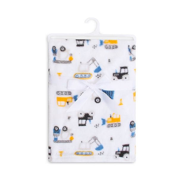 Motherschoice Baby Construction Trucks Printed Fleece Blanket (76 x 76 cm) White IT4390 Age- Newborn to 12 Months