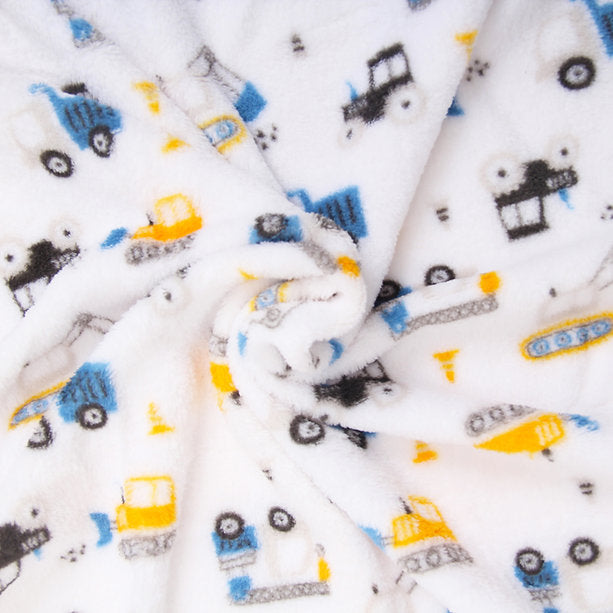 Motherschoice Baby Construction Trucks Printed Fleece Blanket (76 x 76 cm) White IT4390 Age- Newborn to 12 Months