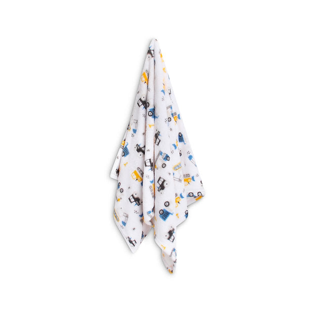 Motherschoice Baby Construction Trucks Printed Fleece Blanket (76 x 76 cm) White IT4390 Age- Newborn to 12 Months