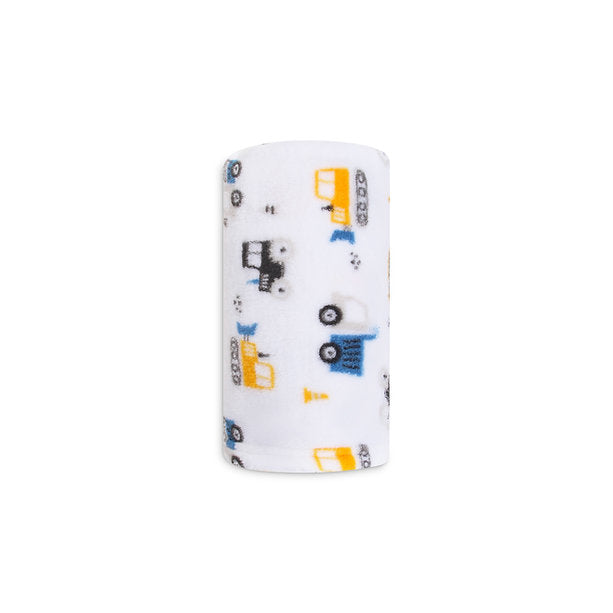 Motherschoice Baby Construction Trucks Printed Fleece Blanket (76 x 76 cm) White IT4390 Age- Newborn to 12 Months