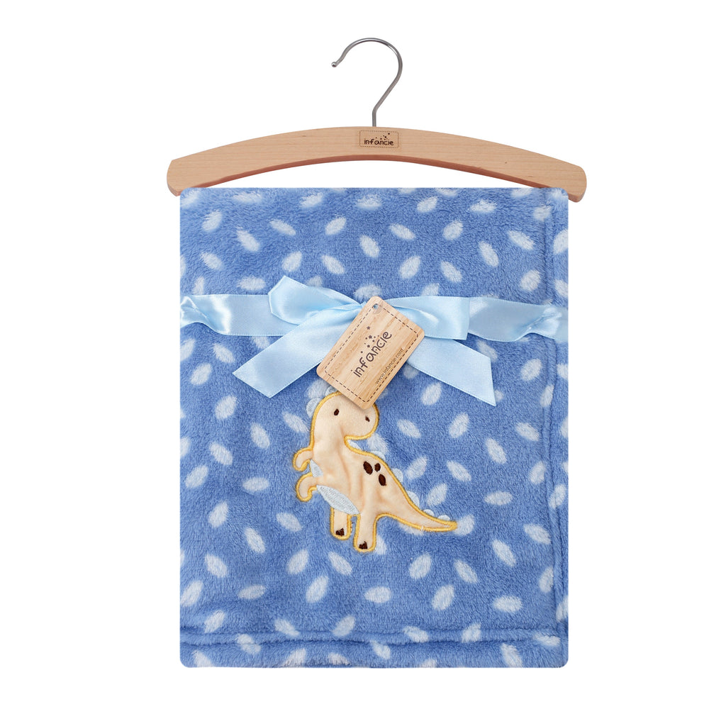Motherschoice Baby Coral Fleece Blanket with Embroidery Blue (75 x 100 cm)  IT5204 Age- Newborn to 4 Years