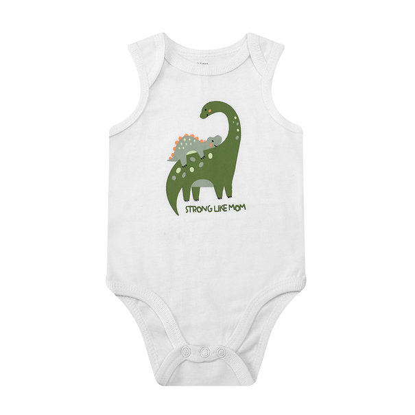 Motherschoice Baby Dino Printed 3-Piece Set of Bodysuit, Pants and Sun Hat Green/White IT5153