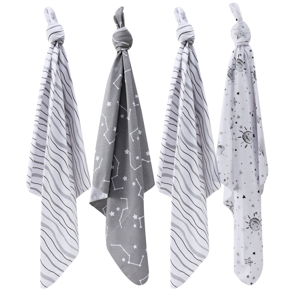 Motherschoice Baby Flannel Swaddle Reciever Pack of 4 ( 76 x 76 cm) Multicolor IT5342