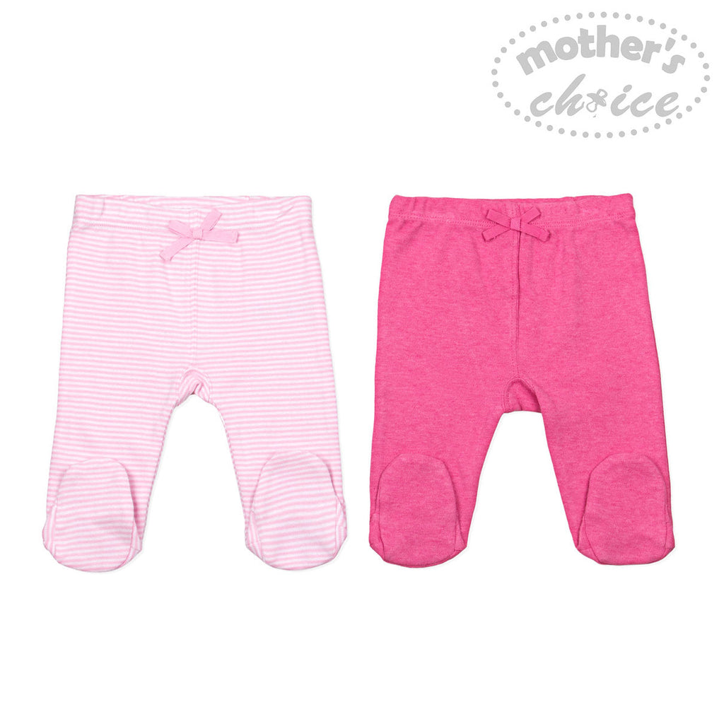 Motherschoice Baby Girls Footed Leggings Pack of 2 Pink IT10520