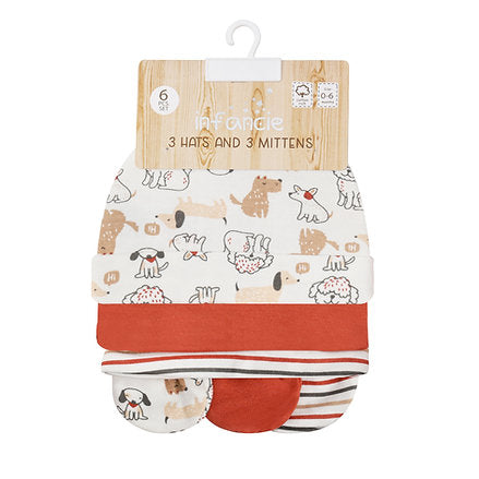 Motherschoice Baby Striped 3 Hats & 3 Mitten Set  IT4987 Age- Newborn & Above