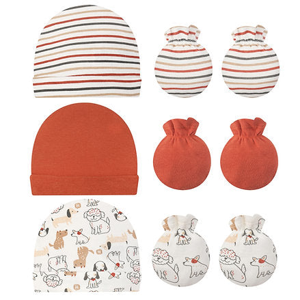 Motherschoice Baby Striped 3 Hats & 3 Mitten Set  IT4987 Age- Newborn & Above
