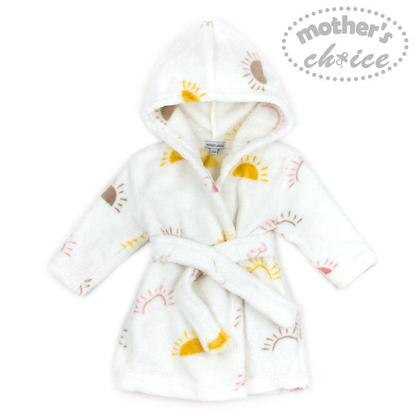 Motherschoice Baby Sun Themed Supersoft Plush Flannel Bathrobe White IT11181