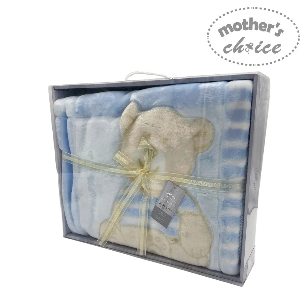 Motherschoice Baby Teddy Mink Blanket Blue (110 x 140 cm) IT4096 Age- newborn to 7 Years
