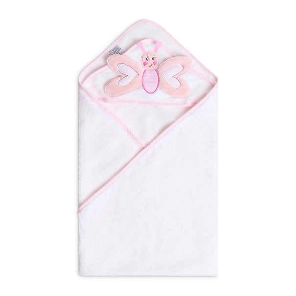 Motherschoice Butterfly Themed Baby 3D Hooded Towel (84 x 84 cm) Pink/White IT3592 Age- Newborn to 4 Years