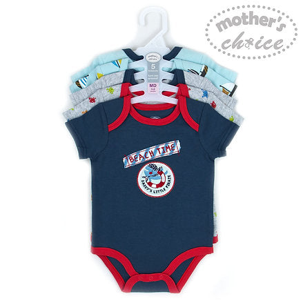 Motherschoice Captain Awesome Baby Bodysuit Pack of 5 Multicolor IT3362