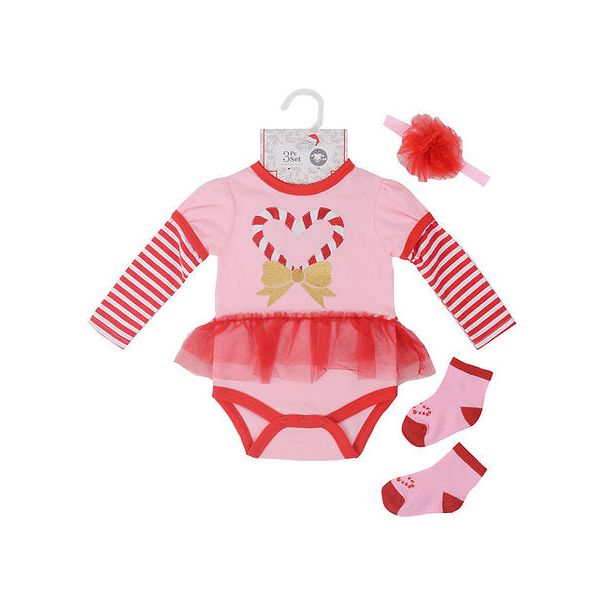 Motherschoice Christmas 3-Piece Layette Baby Gift Set Pink/Red IT9172