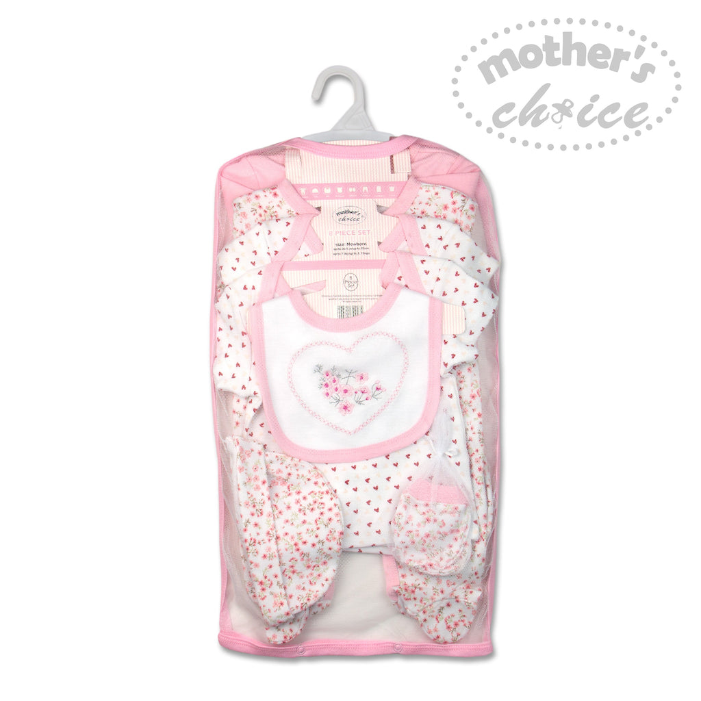 Motherschoice Infant Girls 8-Piece Clothing Starter Gift Set Pink/White IT1158