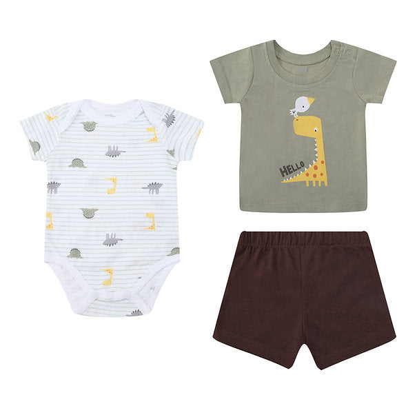 Motherschoice Jungle Themed 3-Piece Baby Boy Set of Bodysuit, T-shirt and Pants IT5149