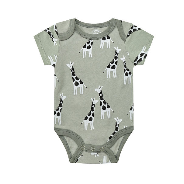 Motherschoice Jungle Themed Baby Daily Bodysuits (100% Cotton) Pack of 3 Grey  IT5632
