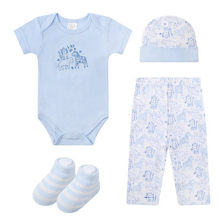 Motherschoice Jungle Themed  Newborn 4-Pice  Layette Boxed Gift Set White IT5095